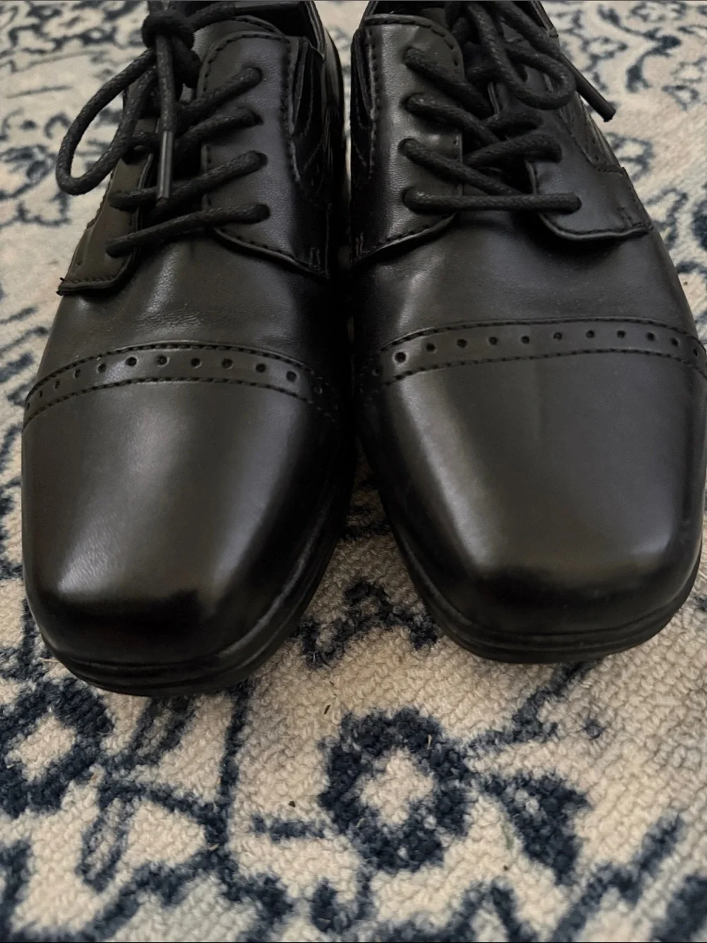 👞 Stafford Classic Black Boy’s Cap-Toe Lace-Up Dress Shoes